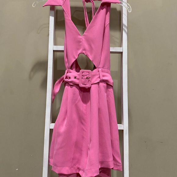 DO+BE Pants - DO + BE Pink Halter Cutout Belted Romper Size S • 0154